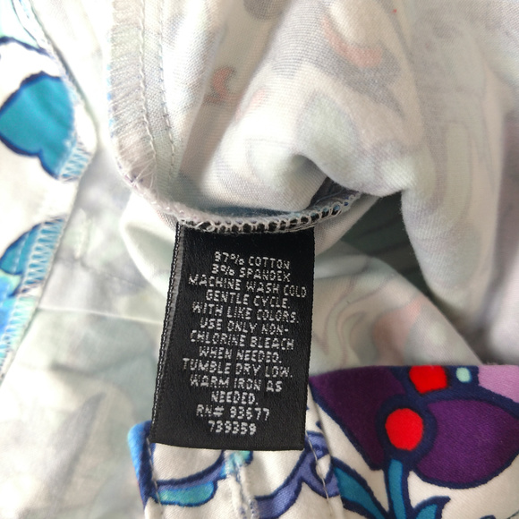 Nicole Miller watercolor printed flat front shorts pockets cotton 4 - Picture 6 of 6